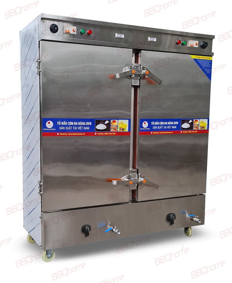 Tủ nấu cơm 24 khay dùng ga điện kết hợp