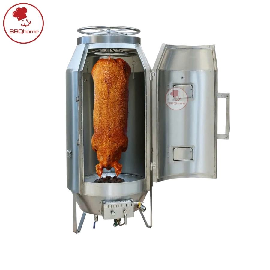 Lò quay lợn nổ cốm nhập khẩu 1M - 2 lớp inox 304